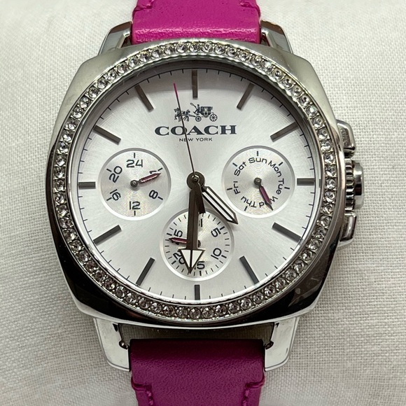 Rare Coach Boyfriend Women's Chronograph Watch, Stainless Steel Crystals, NIB - Picture 1 of 6